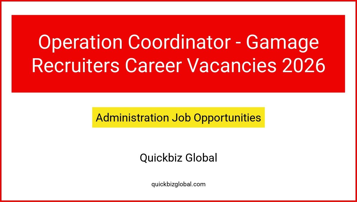 Operation Coordinator – Gamage Recruiters Career Vacancies 2026