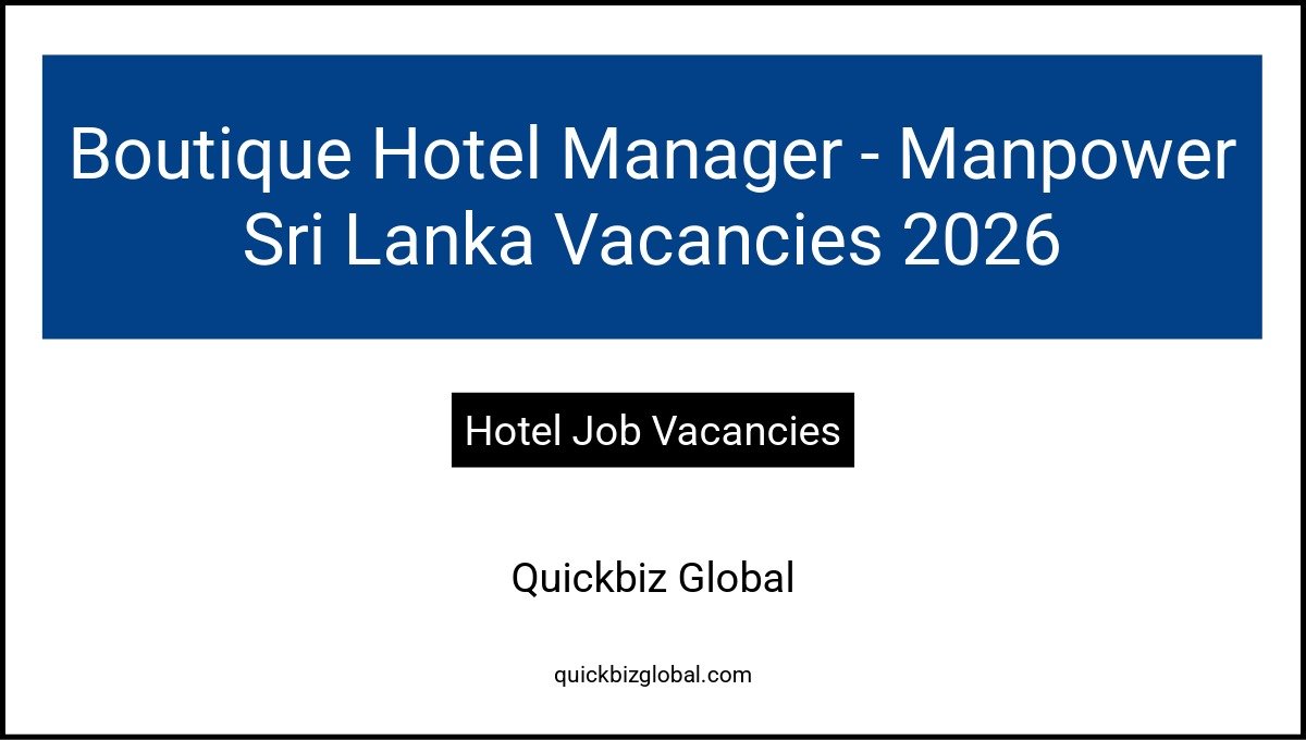 Boutique Hotel Manager – Manpower Sri Lanka Vacancies 2026